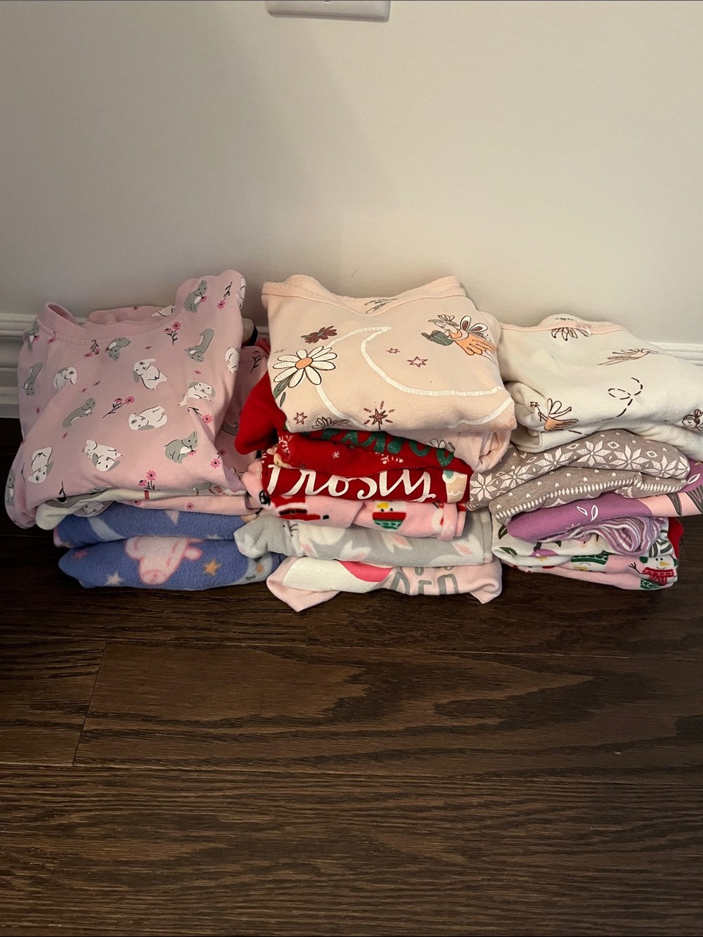 Kids Pink Floral and Animal Print Pajama Set
